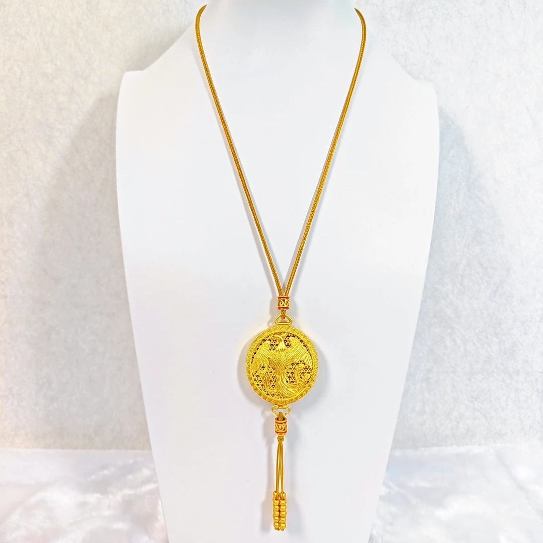 铜合金吊坠 花丝镂空凤凰于飞吊坠