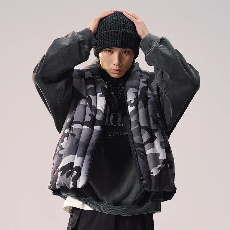 Remedy 秋冬新款国潮迷彩棉服背心美式街头潮牌保暖休闲马甲男女