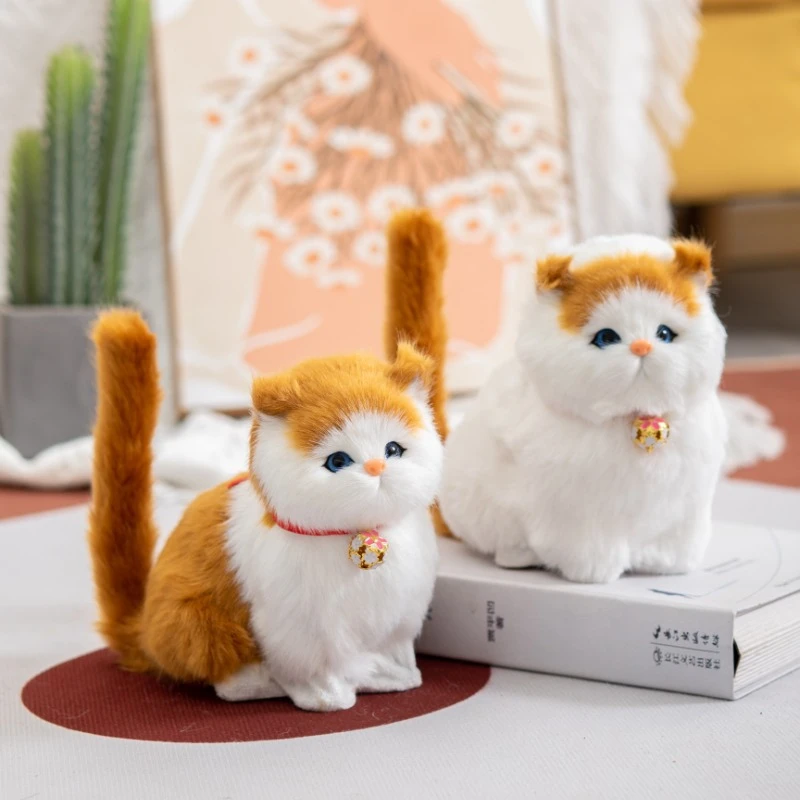 仿真猫咪会叫猫咪动物仿真灰色皮毛摆件景区地摊热卖儿童玩具礼