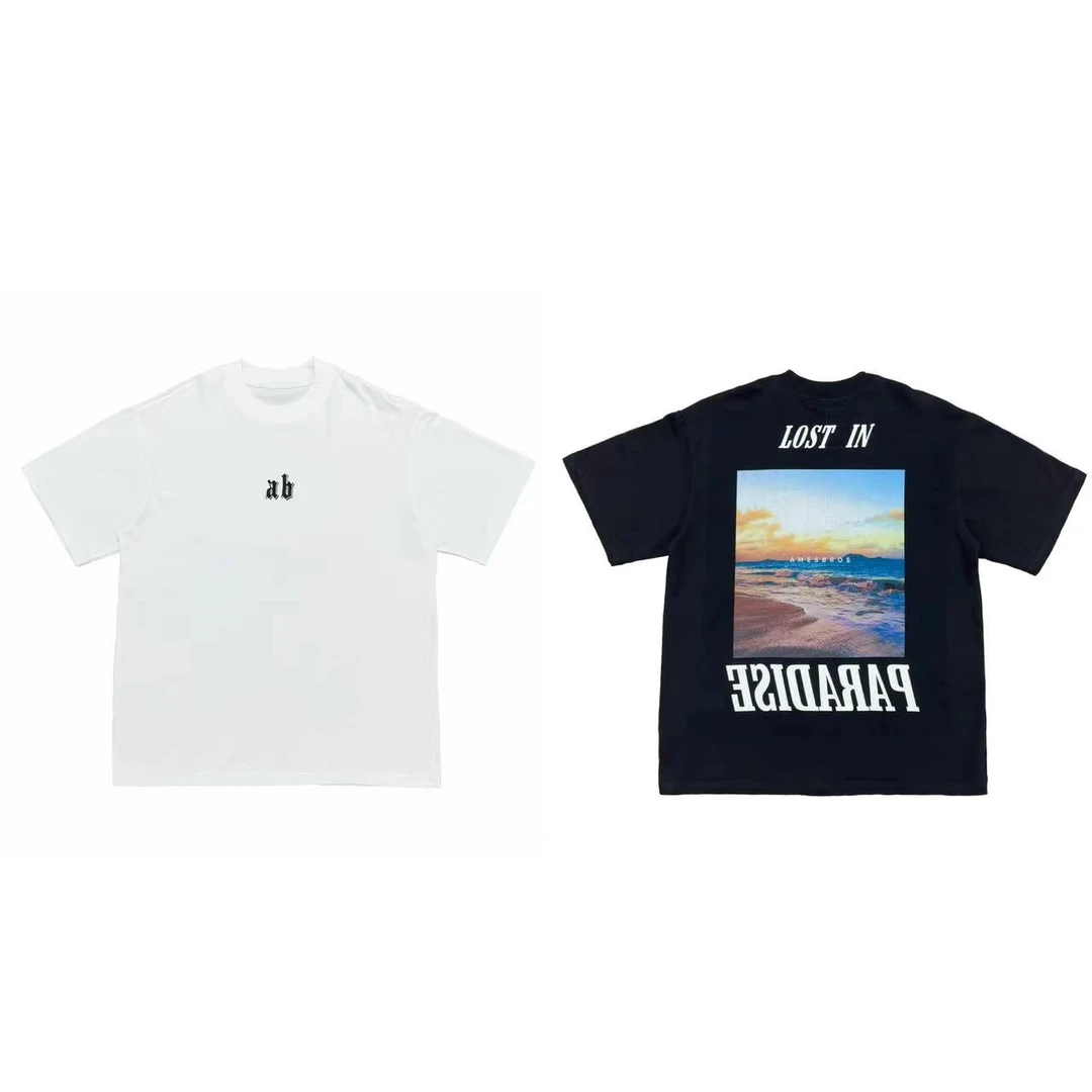 [XJ]黑白两色后背彩印大海潮流简约美式短袖儿童体恤(夏日炎炎）