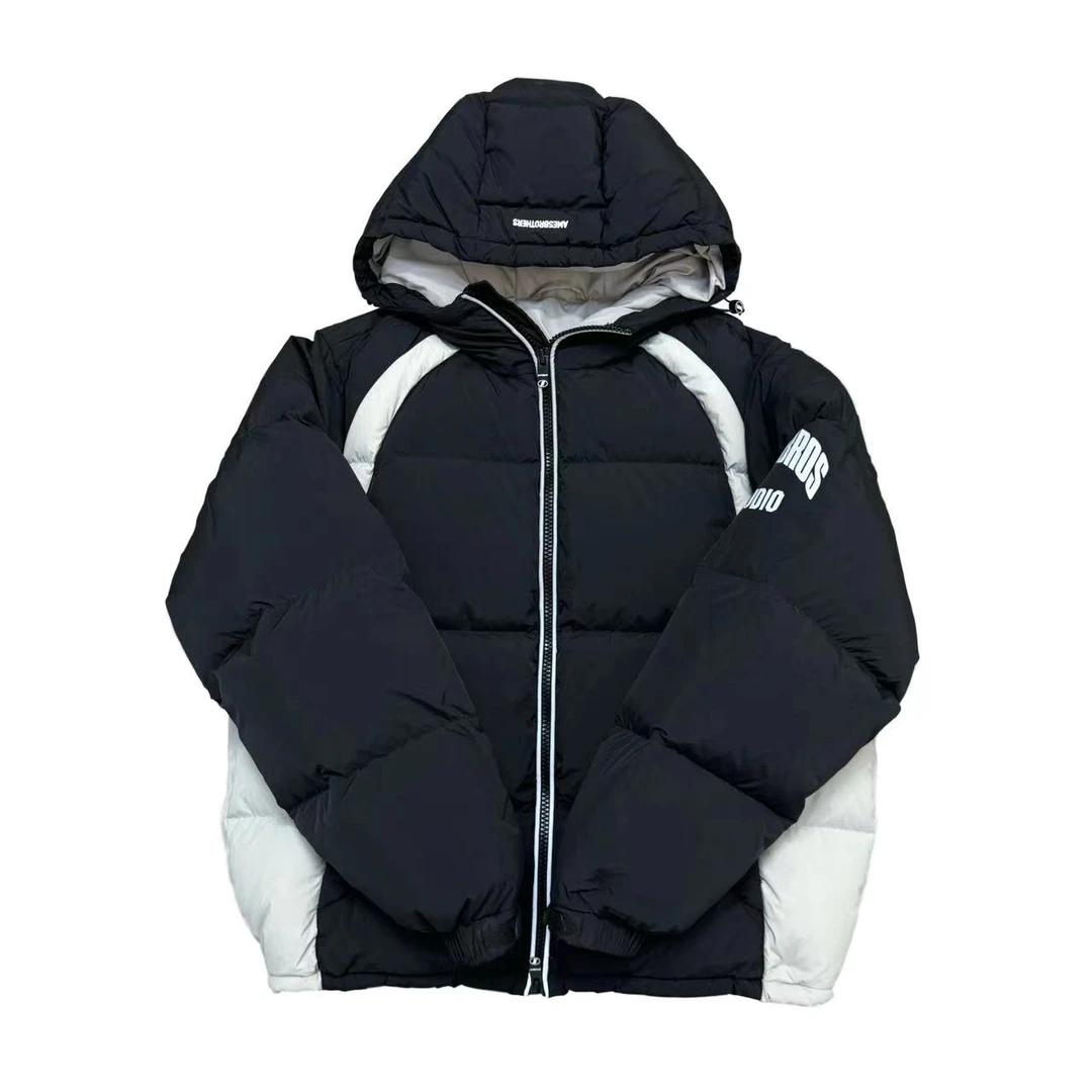 [X]黑灰拼接款戴帽出街潮流时尚儿童羽绒服（暖暖冬日）