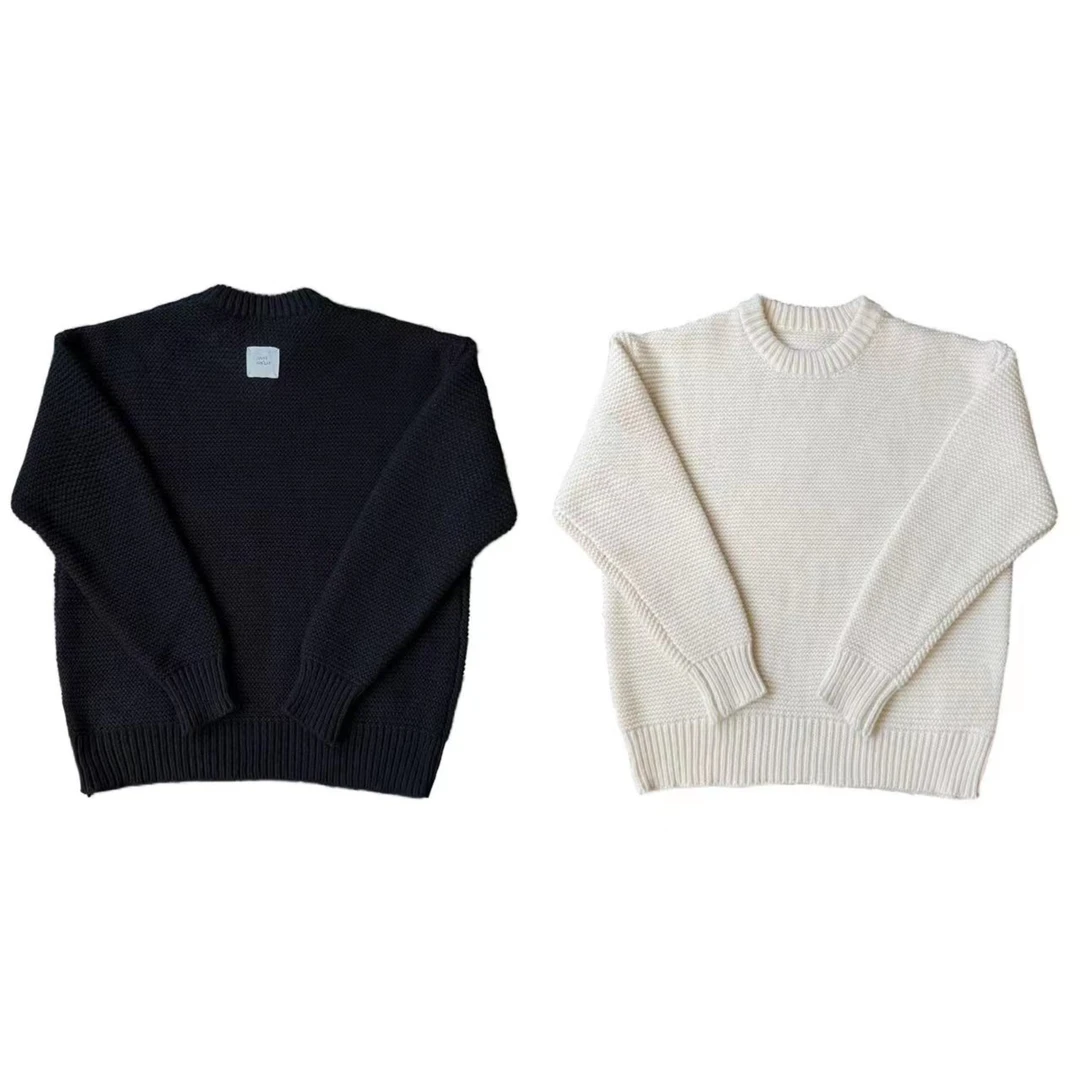 [5XJ]黑白两色圆领简约时尚设计款针织毛线儿童毛衣（暖暖冬日