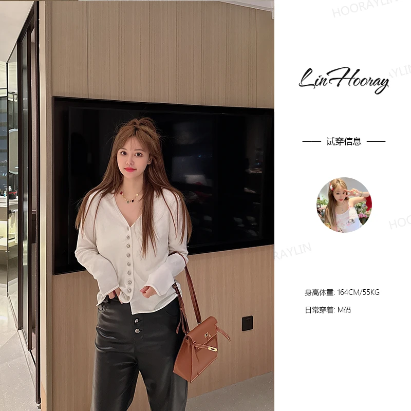 【HoorayLin】黑白双色羊绒开衫#DL275