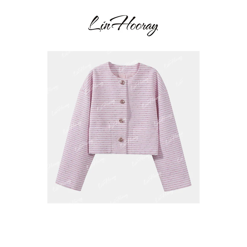 【HoorayLin】“高定系列”24春夏新款粗花呢小香定制细闪外套QD206