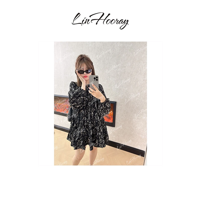 【HoorayLin】“尤物”2024碎花连体裙春秋时尚显瘦女装连衣裙#QD063