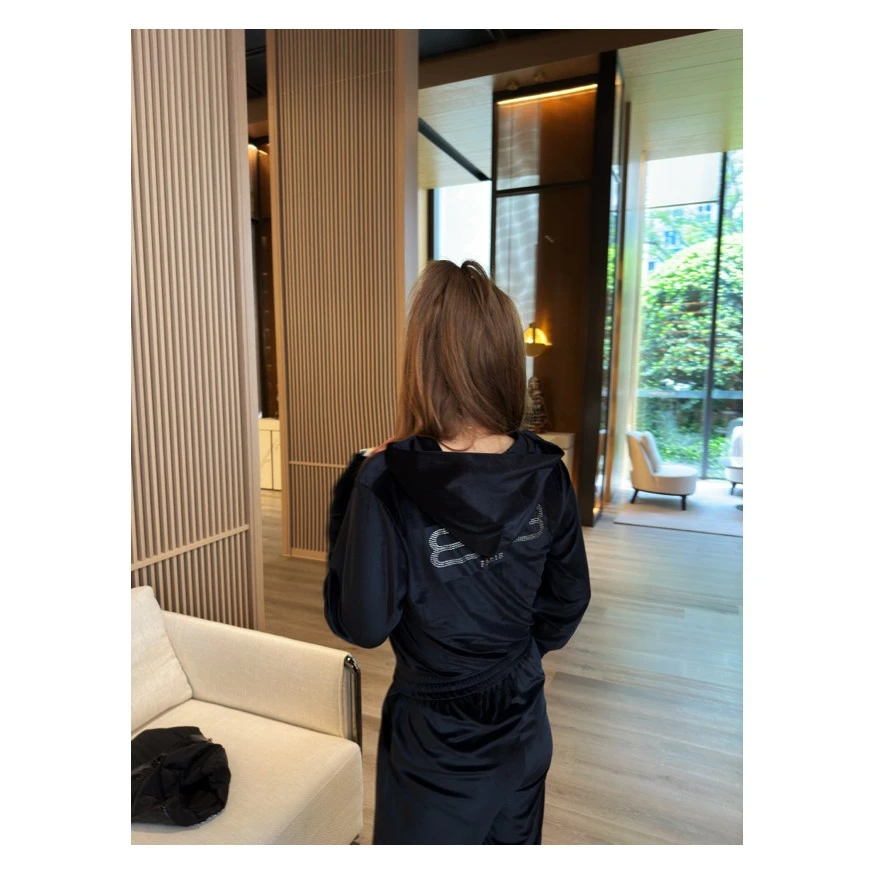 【HoorayLin】烫钻高级丝绒休闲套装#HO105-1