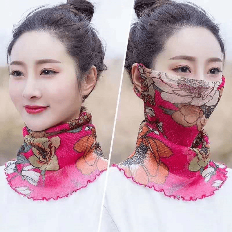 围脖女套头夏季薄款防晒百变小丝巾护脖子百搭脖套口罩多功能纱巾