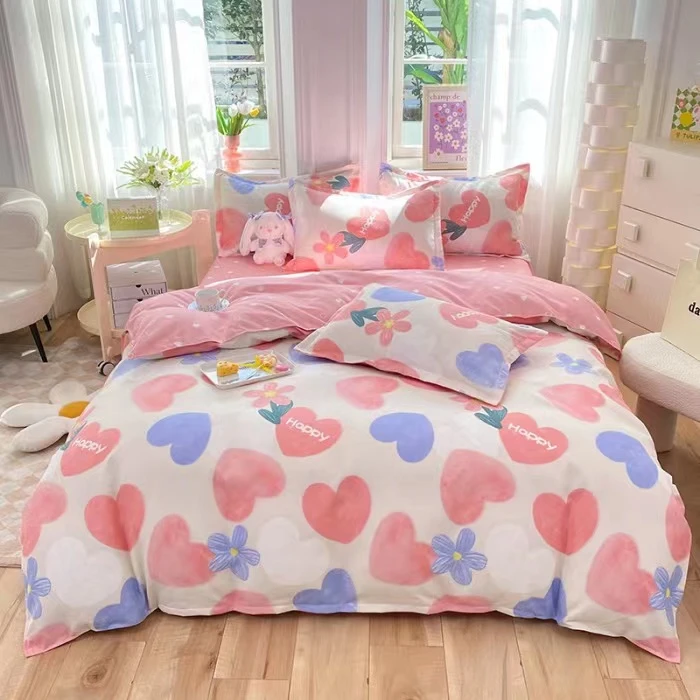 新款小清新斜纹磨毛亲肤加厚家居四件套单人学生宿舍三件套四季款