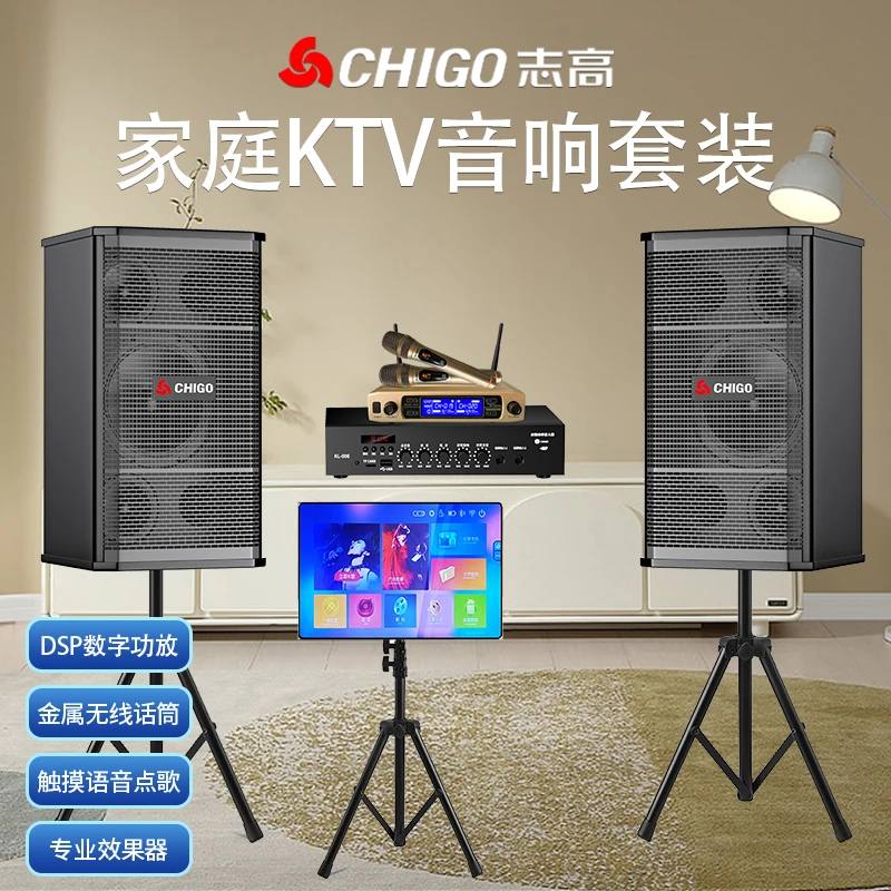 志高家用大功率K歌木箱音响卡拉OK会议舞台演出KTV卡包功放套装