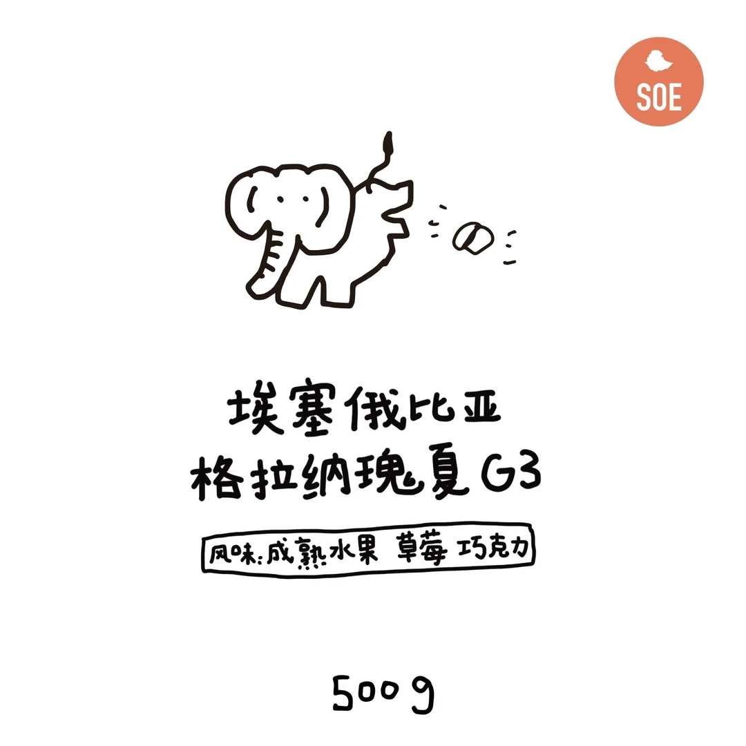 【河汉咖啡】埃塞俄比亚 格莱娜G3 SOE中深烘意式豆 500g