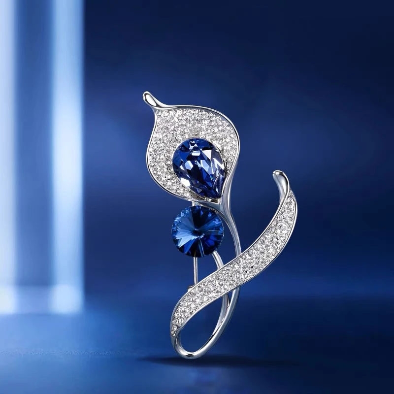 锌合金胸针 马蹄莲胸针百搭款高档精致优雅奢华时尚饰品胸花