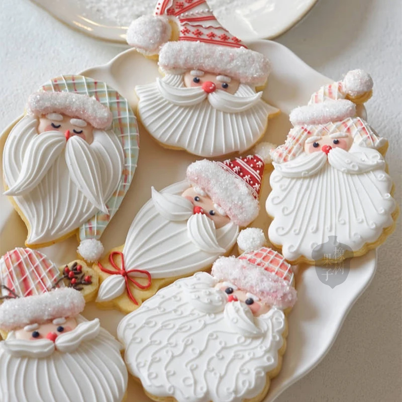 米色老师北欧风圣诞老人糖霜饼干模具 大胡子DIY工具
