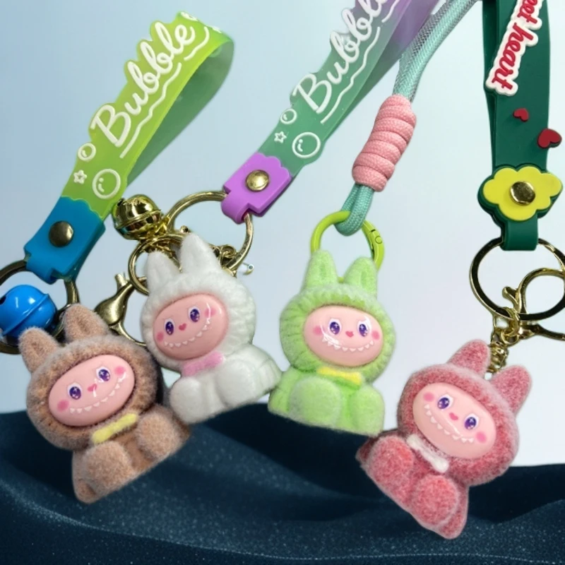 新款拉布布毛绒树脂创意礼品挂件可爱潮玩解压礼物钥匙扣