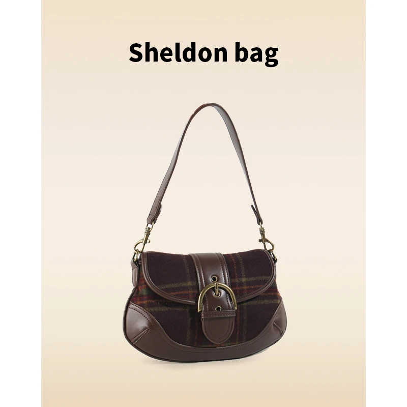 Sheldonbag 2023新款格纹腋下包大容量单肩包小众高级感斜挎包女