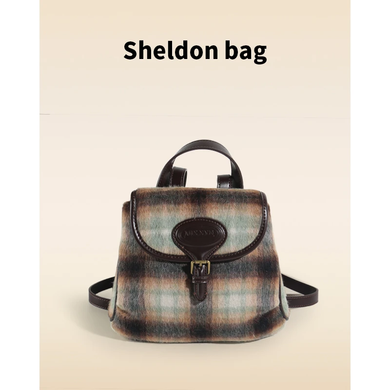 Sheldonbag 复古双肩包女秋冬2023新款潮学生书包背包手提旅行包
