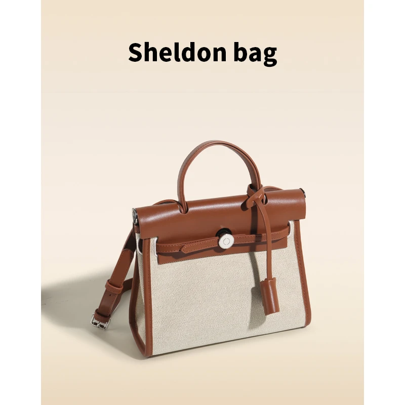Sheldonbag 包包高级感帆布凯莉包女2023新款通勤手提单肩斜挎包