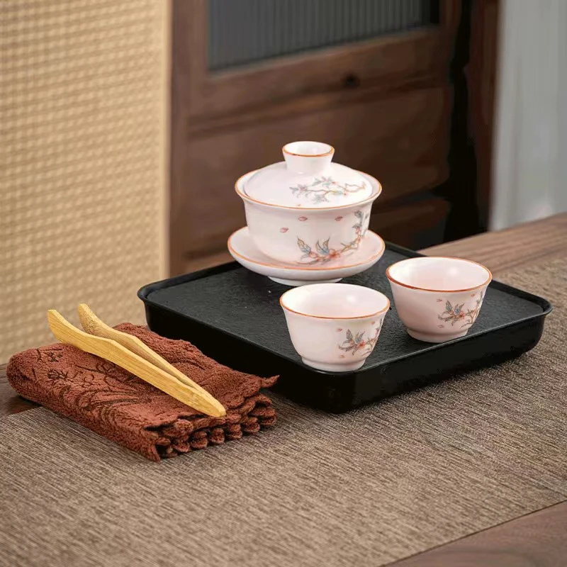 【汝窑开片】可养金丝铁线粉汝桃花芬芳盖碗