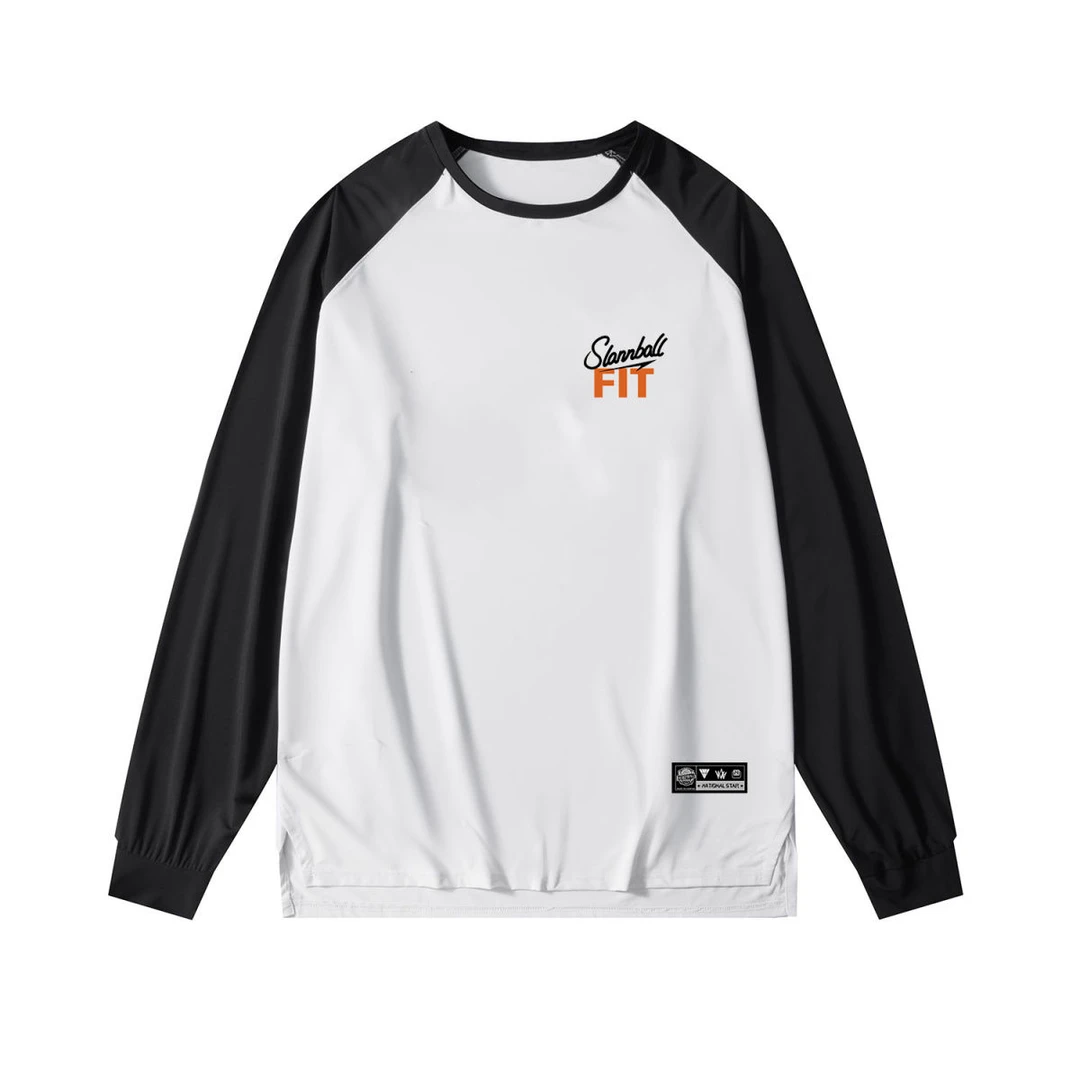 SLANNBLL撞色运动长袖T恤速干排汗训练热身篮球服健身服圆领美式