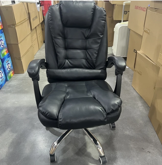 高品电脑椅按摩椅皮质老板椅大角度可躺电竞椅升降旋转办公室椅子