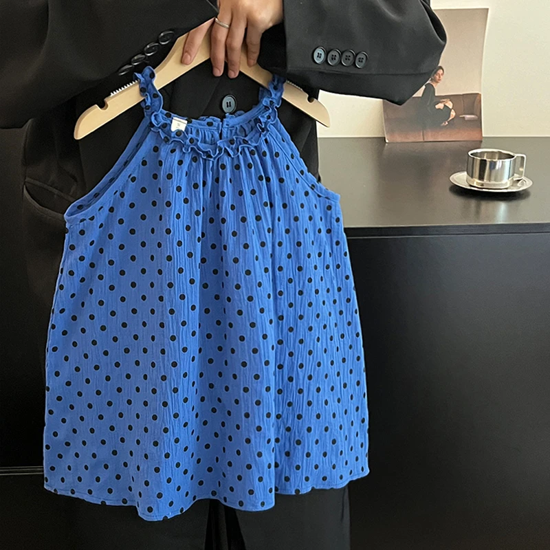 韩版女童夏季背心裙宝宝新款小女孩时髦洋气吊带透气裙波点连衣裙