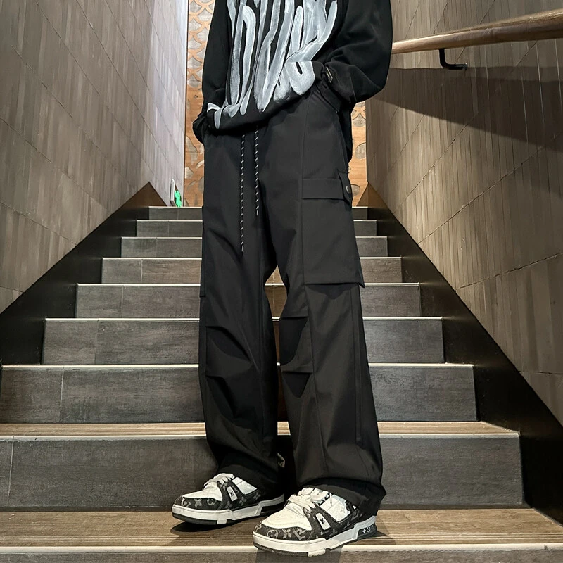 HK24579春秋潮牌美式复古高街痞帅工装伞兵冲锋裤