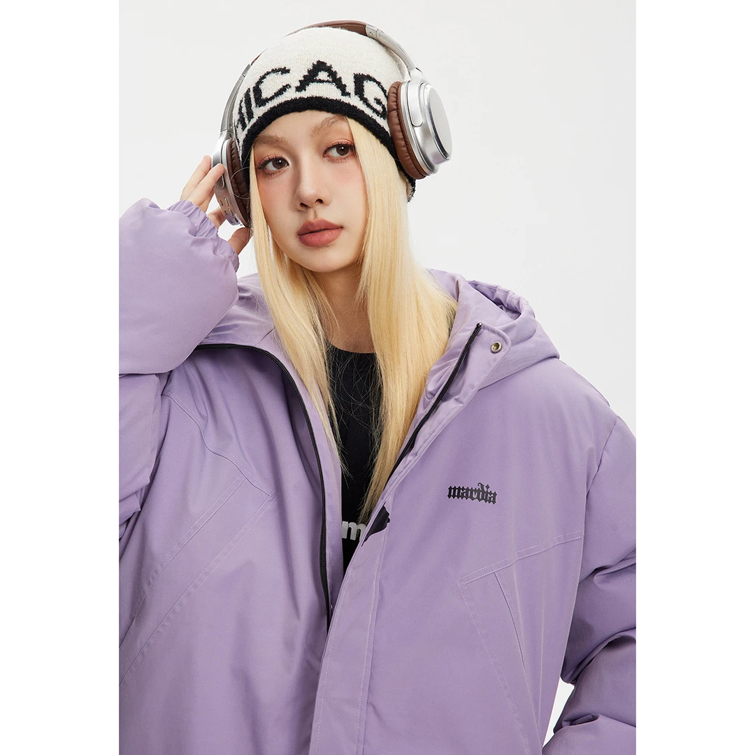 S5182美式潮牌冬季保暖字母情侣百搭连帽冲锋棉服