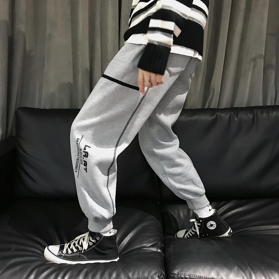 潮牌加绒休闲卫裤K9168