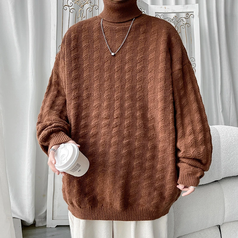 JM23638潮牌冬季慵懒风情侣百搭港风简约纯色高领毛衣