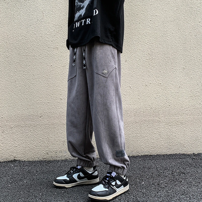 JRK239潮牌秋冬超柔baby绒抽绳束脚百搭加绒休闲男长裤子ZXK239