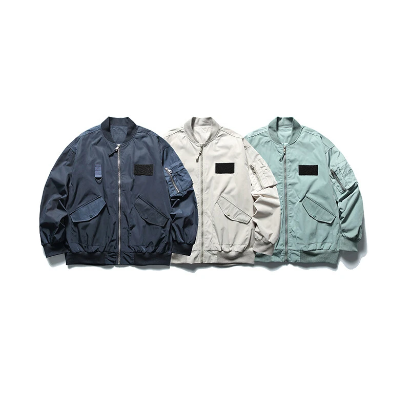 春秋潮牌美式复古机能风刺绣字母棒球服宽松百搭工装飞行夹克