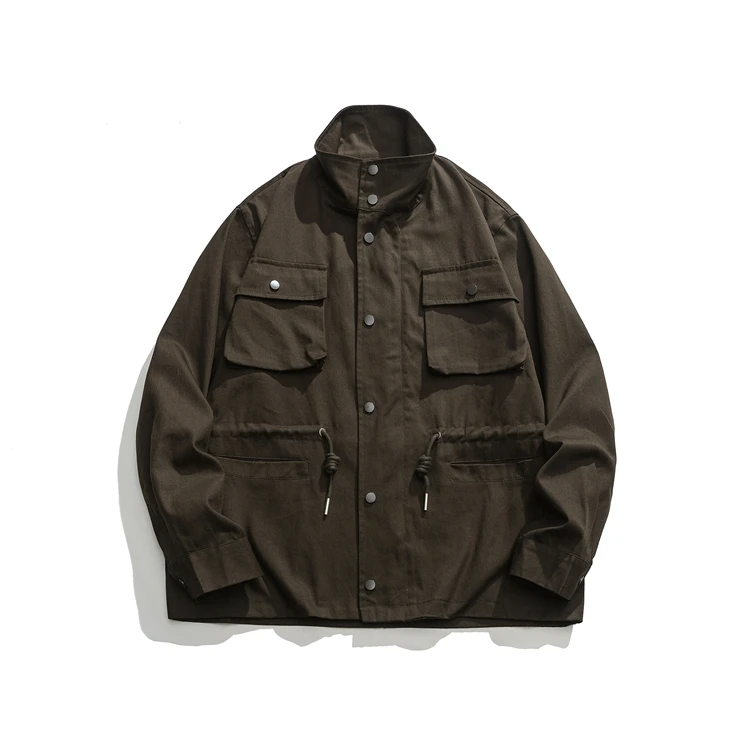 春秋款日系设计款复古工装多口袋外套潮流宽松翻领夹克23057