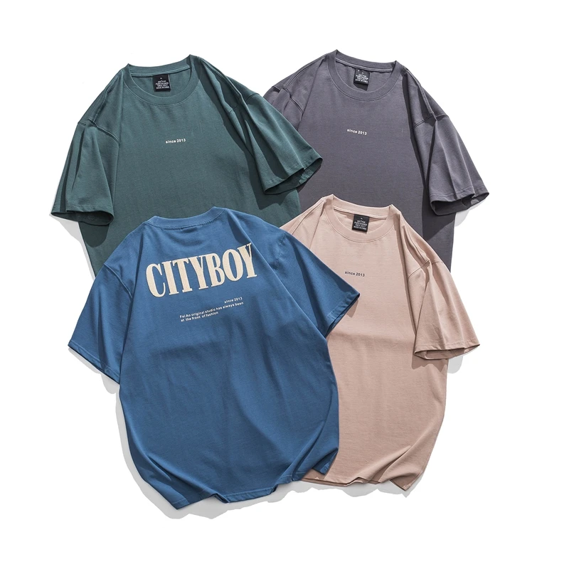 A950夏季潮牌港风设计感印花字母情侣百搭宽松休闲短袖t恤