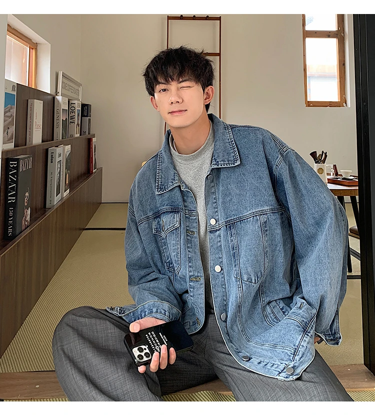 HD1452港风加绒牛仔外套冬季潮流ins痞帅百搭宽松夹克