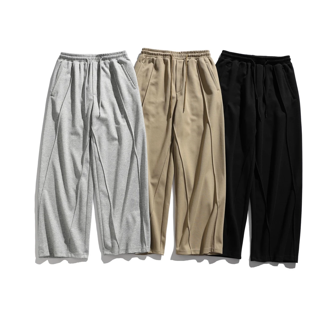 K445潮牌港风ins情侣百搭纯色直筒垂感休闲运动卫裤