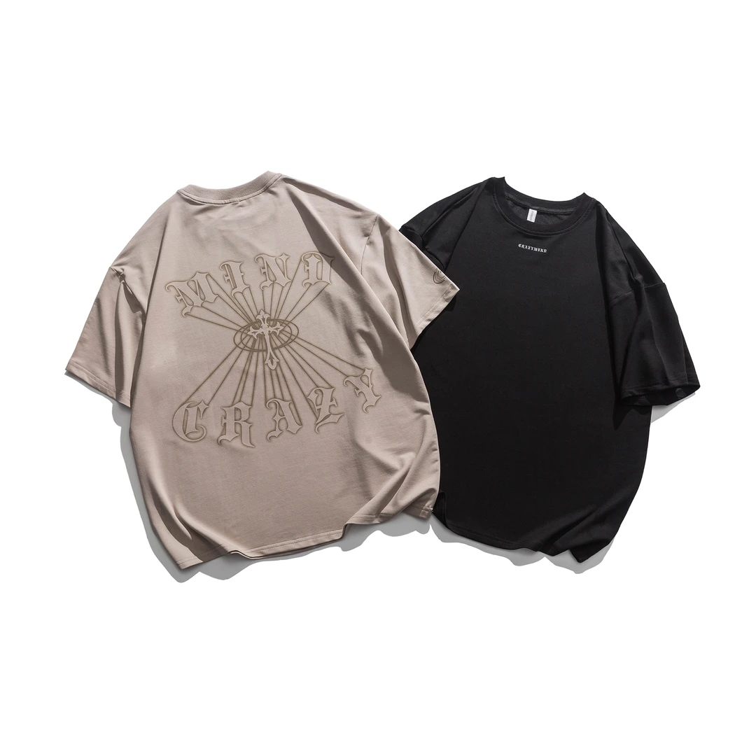 T2393潮牌夏季港风字母情侣百搭休闲宽松圆领短袖t恤