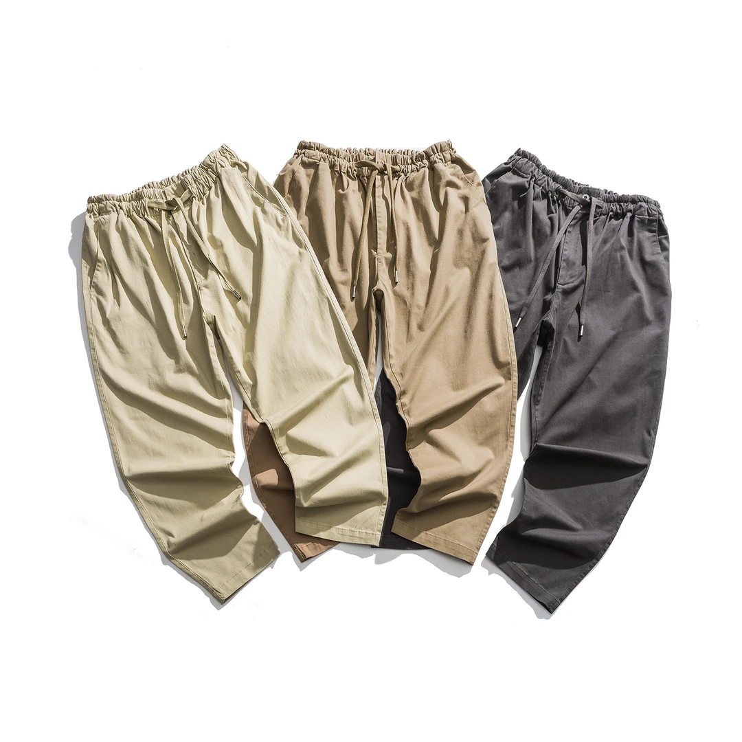 B266春秋潮牌日系复古简约纯色情侣百搭休闲工装长裤