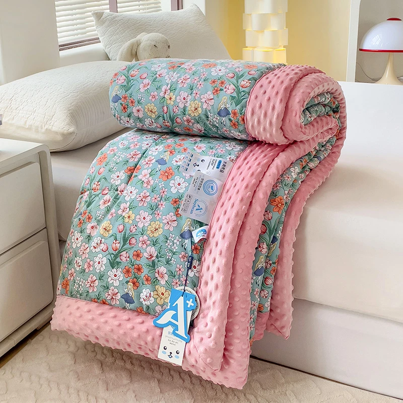 2024新款棉小绒豆豆被夏被春秋被加厚冬被可机洗裸睡被子被芯盖毯