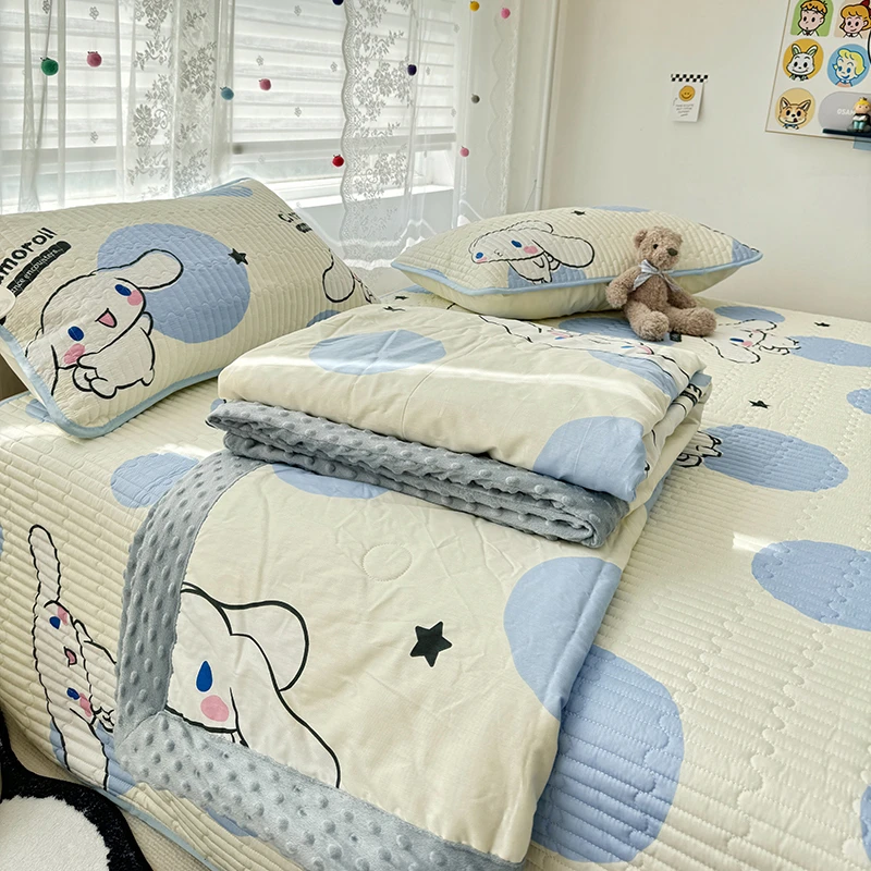 纯棉豆豆被床盖四件套机洗裸睡夏季被子被芯单双人宿舍夏被空调被