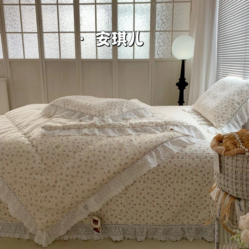 2024新款全棉砂洗棉花床盖款春秋被加厚夹棉床单机洗被子被芯四季