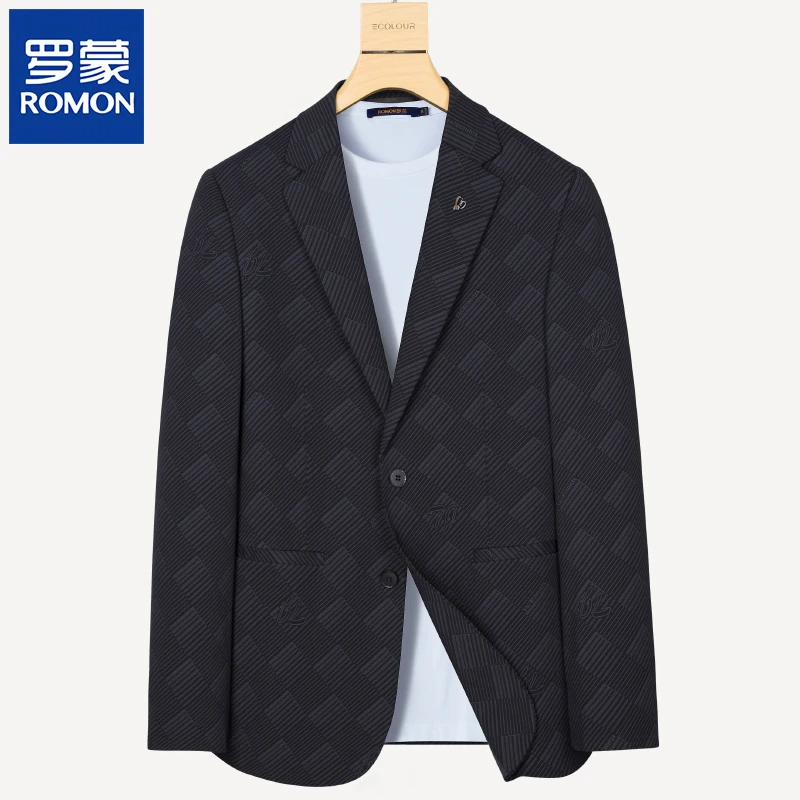 【春夏薄款】罗蒙新款商务休闲单西男韩版修身时尚西服外套小西装男