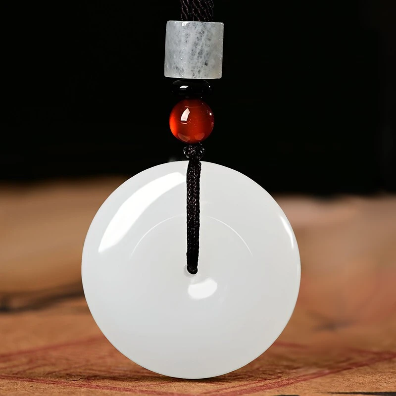 和田玉平安扣吊坠天然老坑优质羊脂白玉玉坠男女情侣款平安扣玉坠