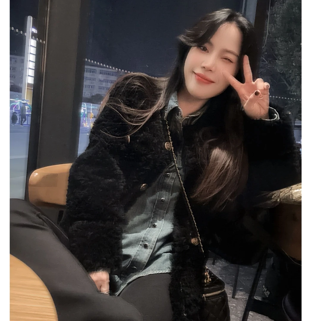 NANA家小香皮毛一体中长款外套  102111