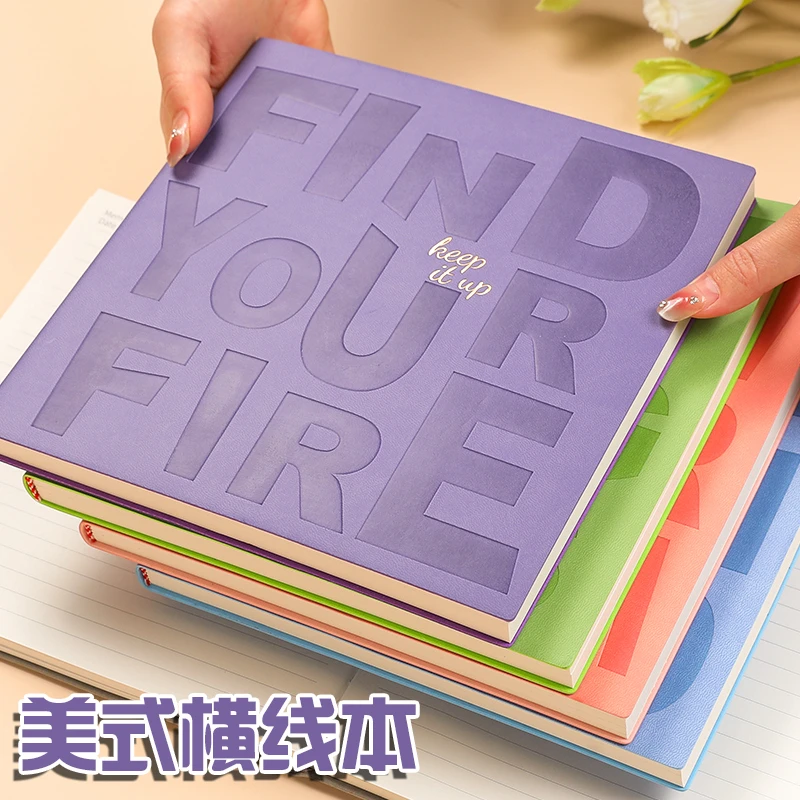 美式笔记本新款皮面方形横线记事本学生考研课堂摘抄学习记录本