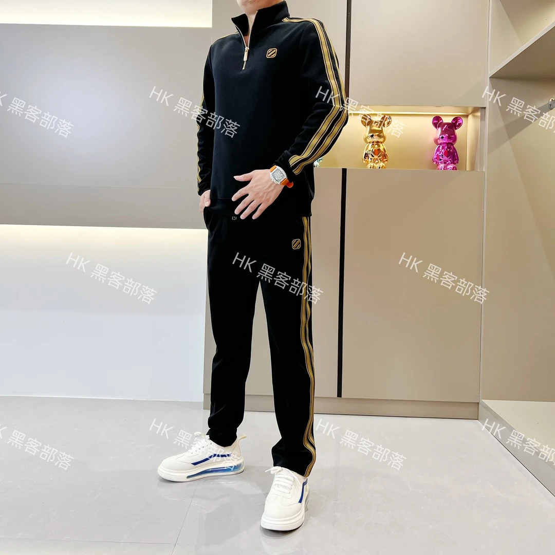 25男士冬季运动轻奢潮流休闲棉质立领运动服长袖男装休闲套装3102