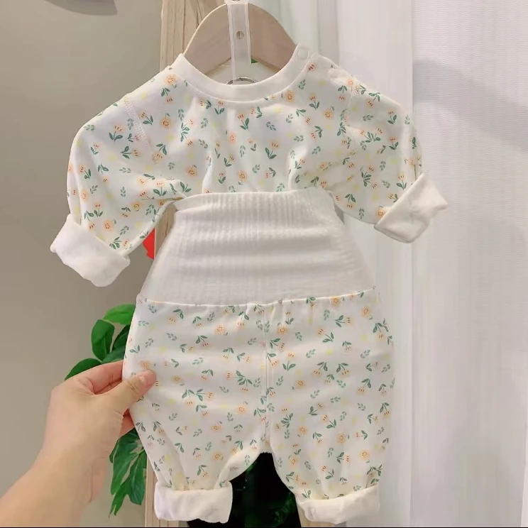 婴儿高腰精梳棉四季款秋衣33004婴幼儿宝宝纯棉透气内衣套装