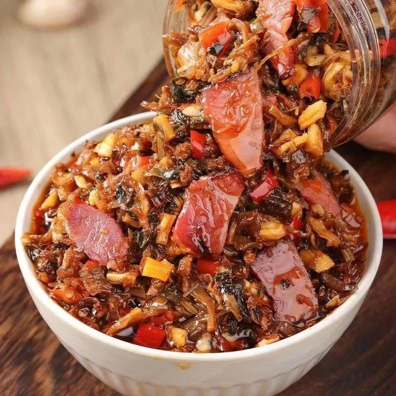 湖南特产香辣下饭外婆菜腊肉280g/罐腌传统腌制外婆菜开胃下饭菜