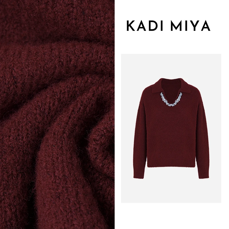 KADIMIYA【宁静感知】法式浪漫羊毛亮片软糯显瘦直筒长袖针织衫女1