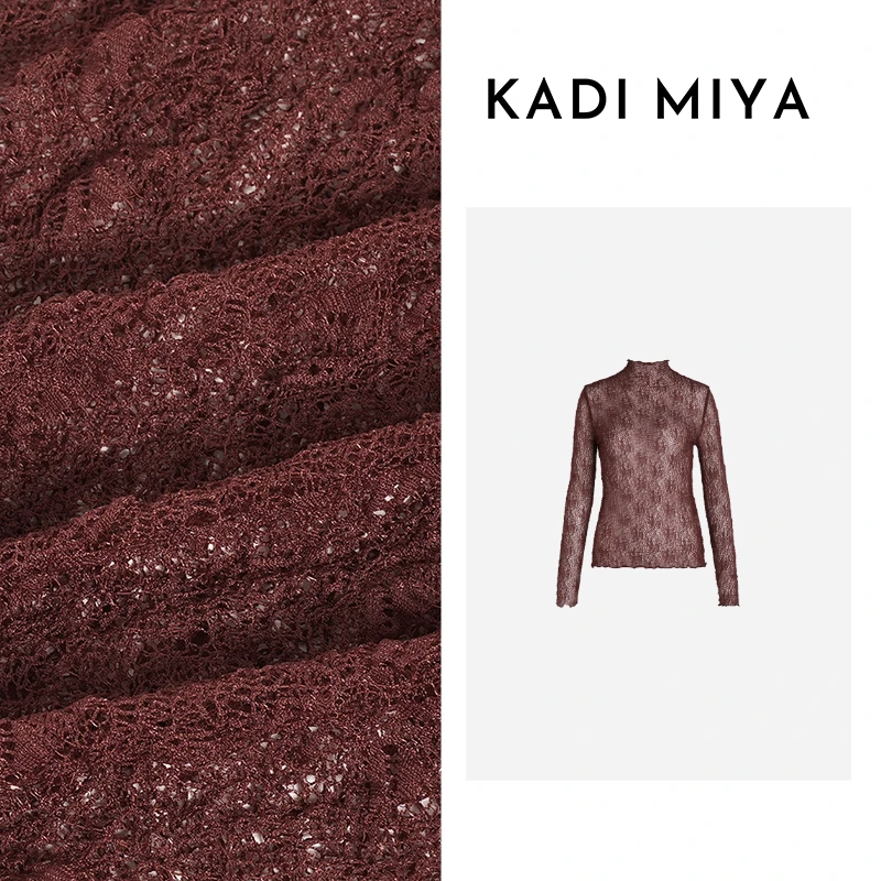 KADIMIYA【花于梦境】早秋轻薄蕾丝衫打底衫勾花镂空优雅上衣