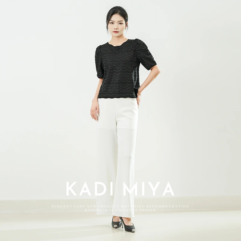 KADIMIYA重工烫钻T恤短袖针织衫气质减龄