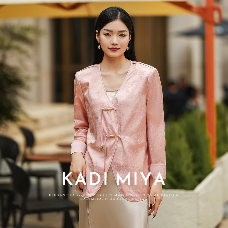 KADIMIYA桃李春风·新中式复古国潮盘扣宽松短外套优雅高级